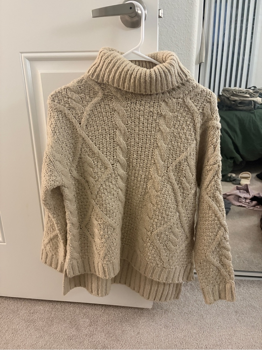 Forever 21 Chunky Cable Knit Turtleneck Sweater - Cream